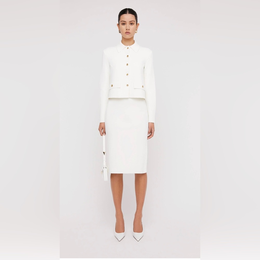 VINTAGE DONNA KARAN NEW YORK CREAM OFF WHITE PENCIL SKIRT FITTED SIZE 8